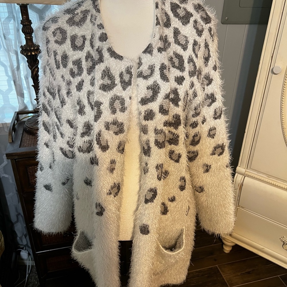 Dressy, shimmery plus cardigan